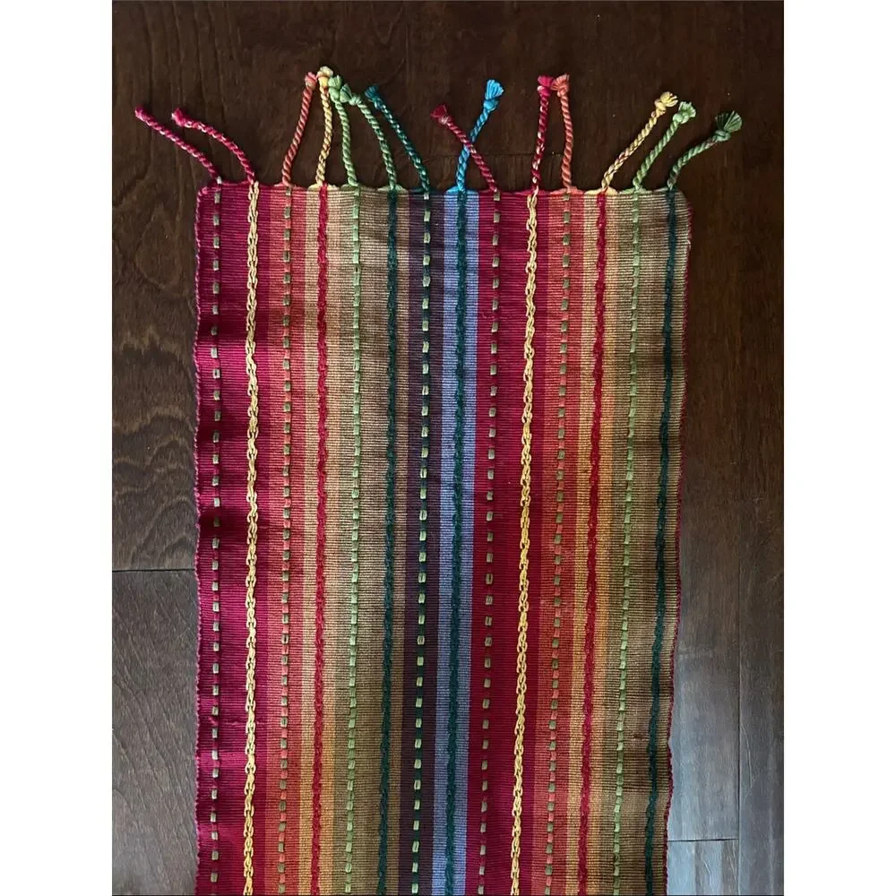 Woven Multicolored Striped Runner for Kitchen Table, Perfect for Summer